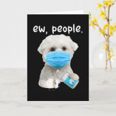 マルチーズマスクを着た顔犬 カード (黄色い花)