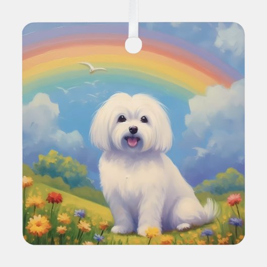 マルチーズメモリカスタムアル犬の名前レインボーブリッジ メタルオーナメント (正面)