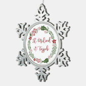 マルチーズメリークリスマスリースイルミライドit-tajjeb スノーフレークピューターオーナメント (右)