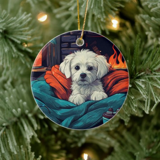 マルチーズユニーククリスマス、愛犬家への贈り物 セラミックオーナメント (ツリー)