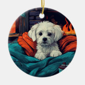 マルチーズユニーククリスマス、愛犬家への贈り物 セラミックオーナメント (正面)