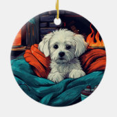 マルチーズユニーククリスマス、愛犬家への贈り物 セラミックオーナメント (裏面)