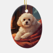 マルチーズユニーククリスマス、愛犬家への贈り物 セラミックオーナメント (裏面)