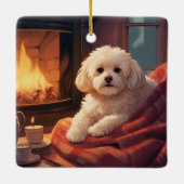 マルチーズユニーククリスマス、愛犬家への贈り物 セラミックオーナメント (裏面)