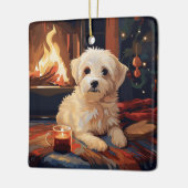 マルチーズユニーククリスマス、愛犬家への贈り物 セラミックオーナメント (左)