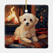 マルチーズユニーククリスマス、愛犬家への贈り物 セラミックオーナメント (裏面)
