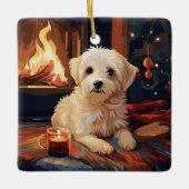 マルチーズユニーククリスマス、愛犬家への贈り物 セラミックオーナメント (正面)