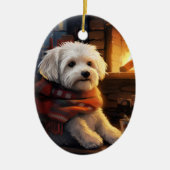 マルチーズユニーククリスマス、愛犬家への贈り物 セラミックオーナメント (正面)