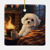 マルチーズユニーククリスマス、愛犬家への贈り物 セラミックオーナメント (裏面)