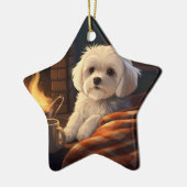 マルチーズユニーククリスマス、愛犬家への贈り物 セラミックオーナメント (左)