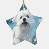 マルチーズユニーククリスマス、愛犬家への贈り物 セラミックオーナメント (左)