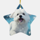 マルチーズユニーククリスマス、愛犬家への贈り物 セラミックオーナメント (裏面)