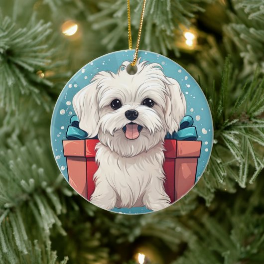 マルチーズユニーククリスマス、愛犬家への贈り物 セラミックオーナメント (ツリー)