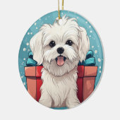 マルチーズユニーククリスマス、愛犬家への贈り物 セラミックオーナメント (左)