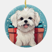 マルチーズユニーククリスマス、愛犬家への贈り物 セラミックオーナメント (裏面)