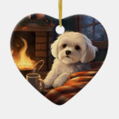 マルチーズユニーククリスマス、愛犬家への贈り物 セラミックオーナメント (正面)