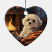 マルチーズユニーククリスマス、愛犬家への贈り物 セラミックオーナメント (裏面)