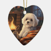 マルチーズユニーククリスマス、愛犬家への贈り物 セラミックオーナメント (左)