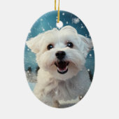 マルチーズユニーククリスマス、愛犬家への贈り物 セラミックオーナメント (裏面)