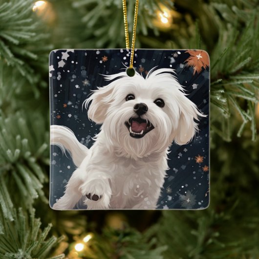 マルチーズユニーククリスマス、愛犬家への贈り物 セラミックオーナメント (ツリー)