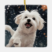 マルチーズユニーククリスマス、愛犬家への贈り物 セラミックオーナメント (正面)