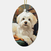 マルチーズユニーククリスマス、愛犬家への贈り物 セラミックオーナメント (左)