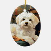 マルチーズユニーククリスマス、愛犬家への贈り物 セラミックオーナメント (正面)