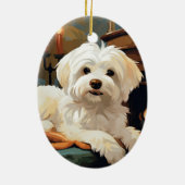 マルチーズユニーククリスマス、愛犬家への贈り物 セラミックオーナメント (裏面)