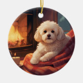 マルチーズユニーククリスマス、愛犬家への贈り物 セラミックオーナメント (正面)