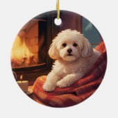 マルチーズユニーククリスマス、愛犬家への贈り物 セラミックオーナメント (裏面)