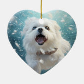 マルチーズユニーククリスマス、愛犬家への贈り物 セラミックオーナメント (裏面)