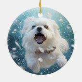 マルチーズユニーククリスマス、愛犬家への贈り物 セラミックオーナメント (裏面)