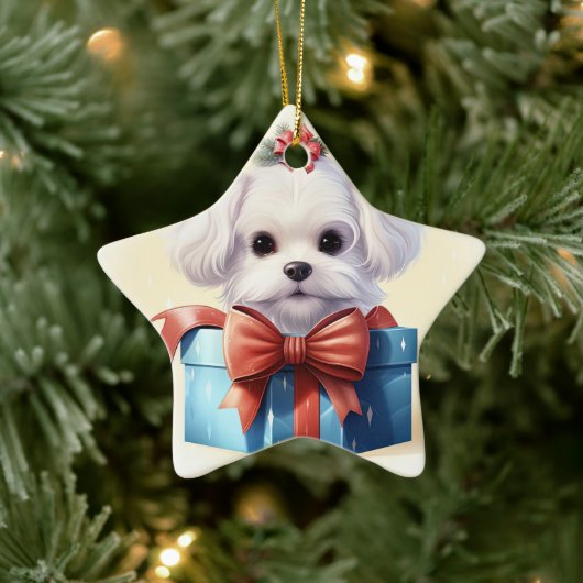マルチーズユニーククリスマス、愛犬家への贈り物 セラミックオーナメント (ツリー)