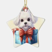 マルチーズユニーククリスマス、愛犬家への贈り物 セラミックオーナメント (左)
