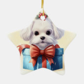 マルチーズユニーククリスマス、愛犬家への贈り物 セラミックオーナメント (裏面)