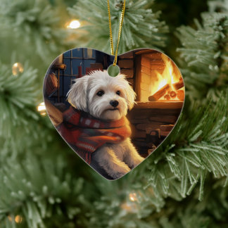 マルチーズユニーククリスマス、愛犬家への贈り物 セラミックオーナメント