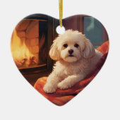 マルチーズユニーククリスマス、愛犬家への贈り物 セラミックオーナメント (正面)