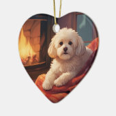 マルチーズユニーククリスマス、愛犬家への贈り物 セラミックオーナメント (左)