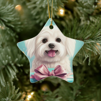 マルチーズユニーククリスマス、愛犬家への贈り物 セラミックオーナメント