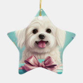 マルチーズユニーククリスマス、愛犬家への贈り物 セラミックオーナメント (正面)