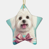 マルチーズユニーククリスマス、愛犬家への贈り物 セラミックオーナメント (左)