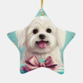 マルチーズユニーククリスマス、愛犬家への贈り物 セラミックオーナメント (裏面)