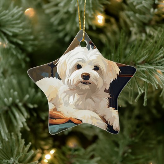 マルチーズユニーククリスマス、愛犬家への贈り物 セラミックオーナメント (ツリー)