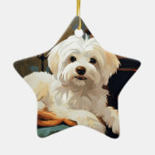 マルチーズユニーククリスマス、愛犬家への贈り物 セラミックオーナメント (裏面)