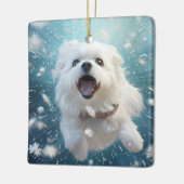 マルチーズユニーククリスマス、愛犬家への贈り物 セラミックオーナメント (左)