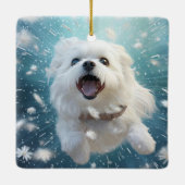 マルチーズユニーククリスマス、愛犬家への贈り物 セラミックオーナメント (裏面)