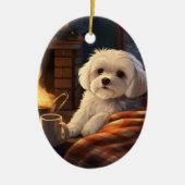 マルチーズユニーククリスマス、愛犬家への贈り物 セラミックオーナメント (正面)