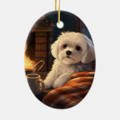 マルチーズユニーククリスマス、愛犬家への贈り物 セラミックオーナメント (裏面)