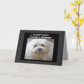 マルチーズユーモア誕生日カード カード (黄色い花)