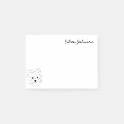 マルチーズラバーシンプルブラック&ホワイトパーソナライズされた ポストイット (正面)